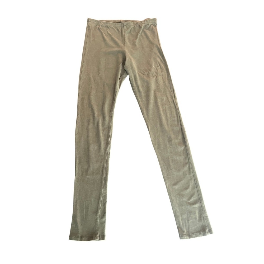 Olive Green Stretch Jersey Leggings Slim Fit Elastic Waist Casual Pants (1146)